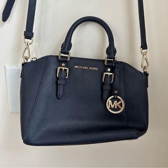 MK Michael Kors Blue and Gold Medium purse with crossbody straps and handles - Picture 2 of 16